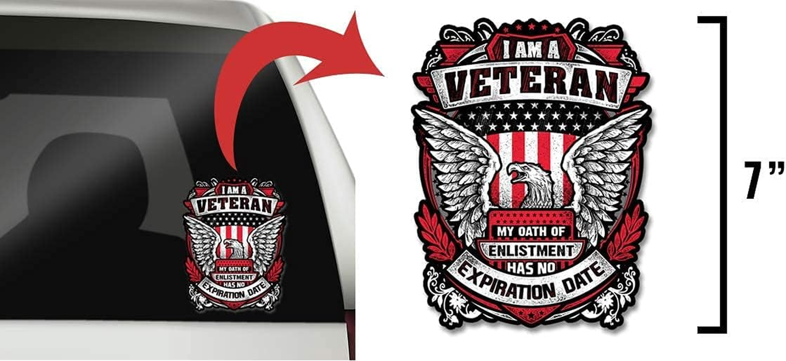 64c745b7ef9a1a3f73f39357 I Am a Veteran My Oath of Enlistment Has No Expiration Date 7 Inch Decal - DECALS OF AMERICA