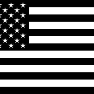 AMERICAN COUNTRY FLAG BLACK N WHITE, STICKER, DECAL, 5YR VINYL, STATE FLAG - DECALS OF AMERICA